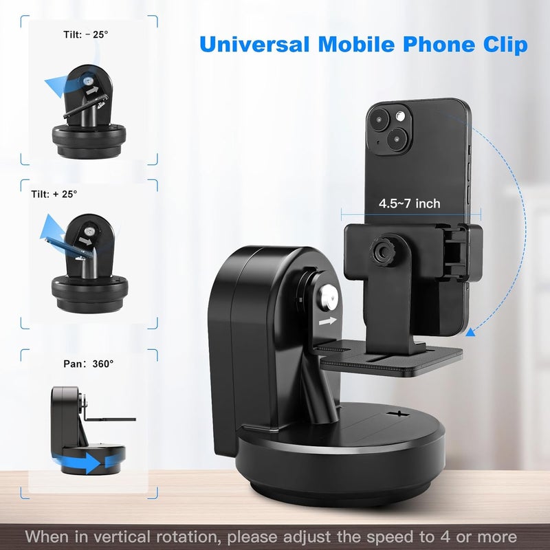 soonpho M2 Motorized Rotating Panoramic Tripod Head with Remote Control & Mobile Phone Clip for DSLR Cameras/Smartphones-Built-in 2000mAh Lithium Battery, 2.2lb/1kg Maximum Playload - Image 4